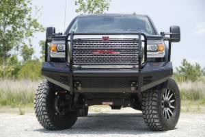 Fab Fours - Fab Fours Black Steel Front Ranch Bumper 2 Stage Black Powder Coated w/Full Grill Guard Incl. Light Cut-Outs - GM08-S2160-1 - Image 3