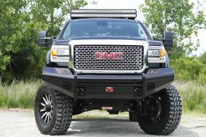 Fab Fours - Fab Fours Black Steel Front Ranch Bumper 2 Stage Black Powder Coated w/o Full Grill Guard Incl. Light Cut-Outs - GM11-S2861-1 - Image 3