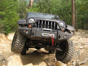 Fab Fours - Fab Fours Lifestyle Winch Front Bumper 2 Stage Black Powder Coated w/Pre-Runner Grill Guard Incl. Winch Mount/1 in. D-Ring Mounts/Light Cut-Outs w/Hella 90mm Fog Lamps/60mm Turn Signals - JK07-B1850-1 - Image 3