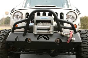 Fab Fours - Fab Fours Hardcore Stubby Winch Front Bumper Uncoated/Paintable w/o Grill Guard Incl. Winch Mount/1 in. D-Ring Mount [AWSL] - JK07-B1854-B - Image 3