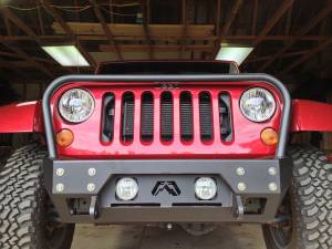 Fab Fours - Fab Fours FMJ Stubby Winch Front Bumper 2 Stage Black Powder Coated w/Grill Guard - JK07-B1856-1 - Image 2