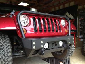 Fab Fours - Fab Fours FMJ Stubby Winch Front Bumper 2 Stage Black Powder Coated w/Grill Guard - JK07-B1856-1 - Image 3