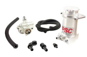 PSC Steering Pro Touring Type II Power Steering Pump and Brushed Aluminum Remote Reservoir Kit for Steering Gearbox Applications - PK1100X