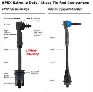 Apex Chassis - Apex Chassis Heavy Duty Tie Rod Assembly Fits: 11-20 Chevy Silverado/GMC Sierra 2500 HD /3500 HD  Includes: Left & Right Inner & Outer Tie Rod - KIT110 - Image 2