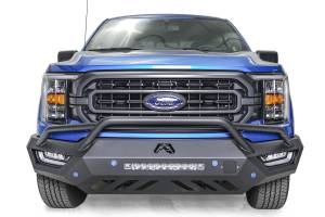 Fab Fours Vengeance Front Bumper Bare Steel w/Pre-Runner Guard w/Sensor Holes Compatible w/Adaptive Cruise Control Accommodates Factory LED Fog Lights Or [3] 3X3 LED Cubes - FF21-V5152-B