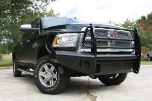 Fab Fours Black Steel Front Ranch Bumper 2 Stage Black Powder Coated w/Full Grill Guard Incl. Light Cut-Outs - DR10-S2960-1