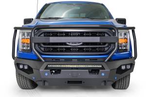 Fab Fours Matrix Front Bumper Bare Steel w/Full Grille Guard w/Sensor Holes Compatible w/Adaptive Cruise Control Accommodates Factory LED Fog Lights Or [3] 3X3 LED Cubes - FF21-X4750-B