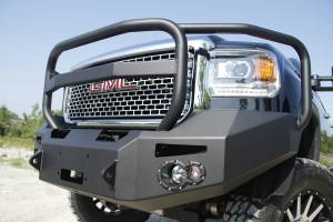 Fab Fours - Fab Fours Premium Heavy Duty Winch Front Bumper 2 Stage Black Powder Coated w/Full Grill Guard Incl. Fog And Turn Lights Air Ducts D-Ring Mounts - GM14-A3150-1 - Image 1