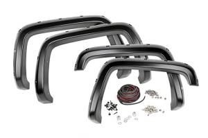 Rough Country Pocket Fender Flares w/Rivets Flat Black Bolt On - F-C10715