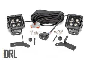 Rough Country LED Lower Windshield Kit 2 in. Black w/Amber DRL - 70052DRLA