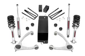 Rough Country Suspension Lift Kit 3.5in. Premium N3 Series Shocks Rubber Bushings Metallic Silver Paint POM Ball Joints Forged Upper Control Arms Incl. Fabric Rear Blocks Cast Steel - 19432