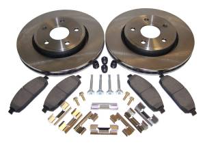 Crown Automotive Jeep Replacement Disc Brake Service Kit Front Incl. 2 Drilled And Slotted Rotors/Pad Set/All Hardware  -  52089269K