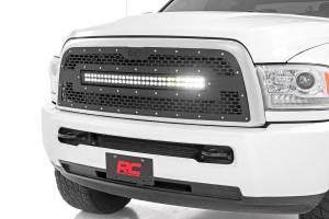 Rough Country Mesh Grille w/LED Unique Mesh Pattern Corrosion Resistant Black Powdercoat 30 in Dual Row Black Series LED - 70152