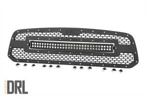 Rough Country Mesh Grille w/LED 30 in. Dual Row Black Series LED w/Amber DRL - 70199BDA