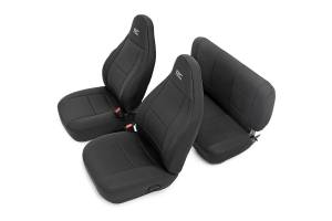 Rough Country Seat Cover Set Black Neoprene Incl. 2-Front Seat Covers 1-Rear Bench Seat Cover - 91001