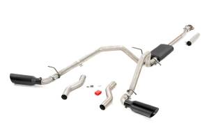 Rough Country Exhaust System Dual Cat-Back w/Black Tips Stainless Includes Installation Instructions - 96013