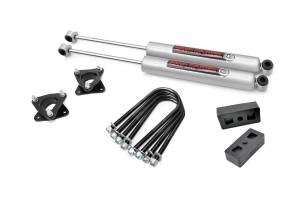 Rough Country Suspension Lift Kit w/Shocks 2.5 in. Lift Incl. Strut Extensions Blocks U-Bolts Hardware Rear Premium N3 Shocks - 39530