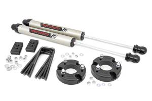 Rough Country - Rough Country Leveling Lift Kit 2 in. w/V2 Shocks Head Turning Aluminum Leveling Spacer T6061 Billet Aluminum Upper Control Arm And The Strut For 35 in. Tires Front Strut Spacers - 52270 - Image 1