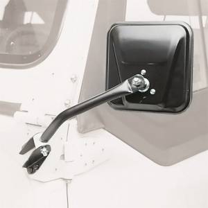 Smittybilt Side Mirror Kit Pair Black No Drill Installation Fits YJ w/Aftermarket Hinges - 7617