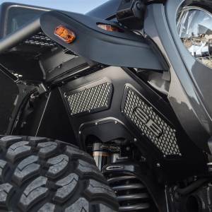 Smittybilt Inner Fender Liner Kit Front Black Aluminum w/ Pro Comp 3 LED Rock Light Kit - 77984-2D-RLKIT