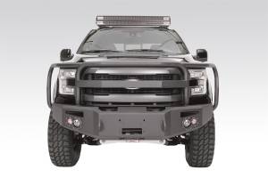 Fab Fours - Fab Fours Premium Heavy Duty Winch Front Bumper 2 Stage Black Powder Coated w/Full Grill Guard Incl. 1 in. D-Ring Mounts/Light Cut-Outs w/Hella 90mm Fog Lamps And 60mm Turn Signals - FF15-H3250-1 - Image 1