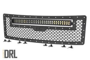 Rough Country - Rough Country Mesh Grille 30 in. Front Dual Row LED Black Powder Coat Finish Stainless Steel Hardware Unique Mesh Pattern w/Amber DRL - 70231 - Image 1