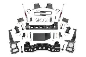 Rough Country - Rough Country Suspension Lift Kit 4 in. Lifted Knuckles Sway-Bar Brake Line Brackets 1/4 in. Thick Plate Steel Front/Rear Cross Member Fabricated Rear Blocks Includes N3 Series Shocks - 57430 - Image 1