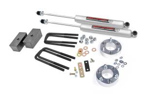 Rough Country Suspension Lift Kit w/Shocks 2.5 in. Lift Incl. Front Upper Strut Ext. Rear Lift Blocks U-Bolts Brake Line Brkt. Proportioning Valve Brkt. Rear Premium N3 Shocks - 75030