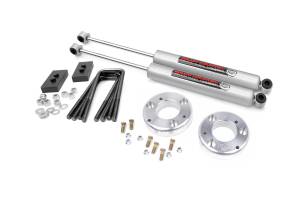 Rough Country Leveling Lift Kit w/Shocks 2 in. Lift Incl. Strut Extensions Lift Blocks U-Bolts Rear Premium N3 Shocks - 56830