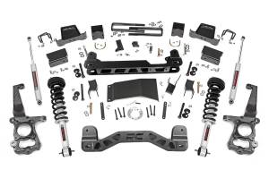 Rough Country Suspension Lift Kit 6 in. Lifted Knuckles Drop Brackets Sway-Bar Brake Line Drive Shaft Spacer 1/4 in. Thick Plate Steel Fabricated Blocks Includes N3 Shocks - 55731