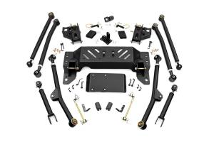 Rough Country - Rough Country X-Flex Long Arm Upgrade Kit For 4 in. Lift Incl. Front And Rear Control Arms 0.5 in. Thick Cross Member Skid Plate Sway Bar Disconnects Bump Stops Track Bar Bracket - 90200U - Image 1