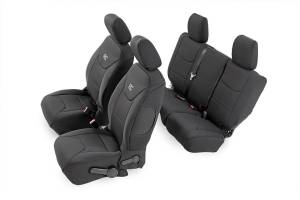 Rough Country Seat Cover Set Black Neoprene Incl. 2-Front Seat Covers 2-Rear Seat Covers 4 Headrest Covers Superseded to PN[91011] - 91004