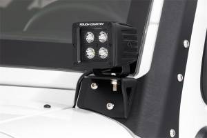 Rough Country LED Windshield Light Mounts Lower For Cree 2 in. Square LED Lights 4 in. Round LED Lights - 70044