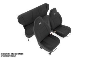 Rough Country Seat Cover Set 4 Layer Construction w/Thick Foam Padding w/Front Seat Cover Rear Bench Covers Four Full Headrest Covers Detachable Headrest - 91023