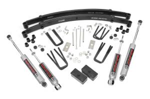 Rough Country Suspension Lift Kit w/Shocks 4 in. Lift Incl. Leaf Springs U-Bolts Blocks Hardware Front and Rear Premium N3 Shocks - 705N3