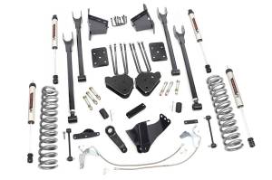 Rough Country Suspension Lift Kit 8 in. 4 Link w/V2 Shocks Lifted Coil Springs Upper / Lower Control Arms Brackets Extended Sway-Bar Links Pitman Arm Bumpstop Spacers w/Hardware - 59270