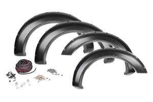 Rough Country Pocket Fender Flares w/Rivets Flat Black Bolt On - F-D21011