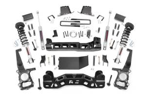 Rough Country - Rough Country Suspension Lift Kit 6 in. Lifted Knuckles Drop Brackets Sway Bar Brake Line Drive Shaft Spacer 1/4 in. Thick Plate Steel Laser Cut Fabricated Rear Blocks - 57531 - Image 1