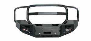 Fab Fours Premium Winch Front Bumper 2 Stage Black Powder Coated w/Full Grill Guard w/Sensors - GM14-C3150-1