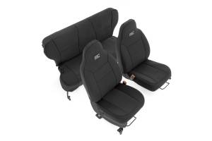 Rough Country - Rough Country Seat Cover Set 4 Layer Construction w/Thick Foam Padding w/Front Seat Cover Rear Bench Covers Four Full Headrest Covers No Detachable Headrest - 91022 - Image 1