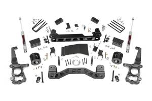 Rough Country Suspension Lift Kit 4 in. Lifted Knuckles Sway-Bar Brake Line Brackets 1/4 in. Thick Plate Steel Front/Rear Cross Member Fabricated Rear Blocks Includes N3 Series Shocks - 55530