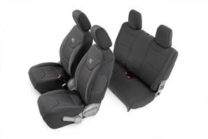 Rough Country Seat Cover Set Black Neoprene Incl. 2-Front Seat Covers 2-Rear Seat Covers 4 Headrest Covers - 91005