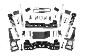 Rough Country - Rough Country Suspension Lift Kit 4 in. Lifted Knuckles Drop Brackets Sway-Bar Brake Line Drive Shaft Spacer 1/4 in. Thick Plate Steel Fabricated Blocks Includes N3 Shocks - 57432 - Image 2