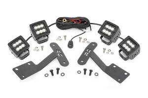 Rough Country - Rough Country LED Lower Windshield Ditch Kit 2 in. IP67 Waterproof Rating Aluminum Black Series Flood Pattern - 70836 - Image 2