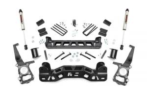 Rough Country Suspension Lift Kit 4 in. w/V2 Shocks 1/4 in. Thick Plate Steel w/Laser-Cut Logo Lifted Knuckles Strut Spacers Front / Rear Crossmembers Brackets w/Hardware - 57270