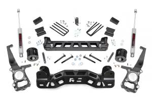 Rough Country Suspension Lift Kit 4 in. w/N3 Shocks 1/4 in. Thick Plate Steel w/Laser-Cut Logo Lifted Knuckles Strut Spacers Front / Rear Crossmembers Brackets w/Hardware - 57230