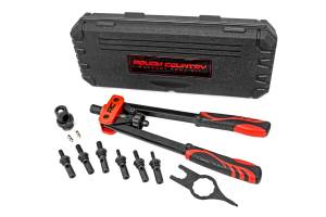 Rough Country Nutsert Tool Kit Compact Design Ergonomic Handle Aluminum Housing w/Steel Arms Black Satin Finish Includes 1/4-20 / 5/16-18 / 3/8-16 / M6 / M8 Mandrel And M10 Mandrel - 10583