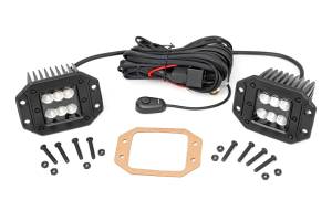 Rough Country Cree LED Lights 2 in. Black Series Die Cast Aluminum Housing 2880 Lumens Of Lighting Power IP67 Waterproof Rating Black Panel Design Pair Flush Mount - 70113BL