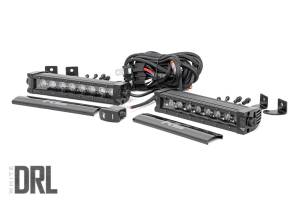 Rough Country LED Light Bar 8 in. Black Series w/Cool White DRL Die Cast Aluminum Housing Black Panel Design 6400 Lumens Of Lighting Power IP67 Waterproof Rating - 70728BLDRL