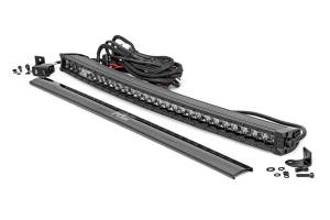 Rough Country LED Light Bar 30 in. Length 31.37 in. Depth 3.12 in. Height 1.6 in. Black Series w/Cool White DRL Die Cast Aluminum Housing Powerful 12000 Lumens Black Panel Design - 72730BLDRL